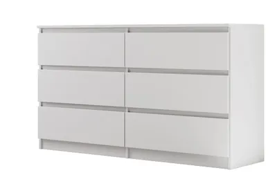 Produktbild von Moderne Kommode LINDA 6S - Sideboard 140cm mit 6 Schubladen & Grifflosen Fronten (Weiß)