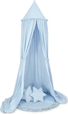 Immagine prodotto di Set: baldacchino sospeso per la cameretta, tappetino con volant, cuscino - blu