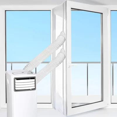 Produktbild von HOOMEE Tür- und Fensterabdichtung für mobile Klimageräte, Klimaanlagen, Wäschetrockner, Ablufttrockner, Air Stop zum Anbringen an Flügelfenster und Balkontüren, Fensterabdichtung Klimaanlage 600cm