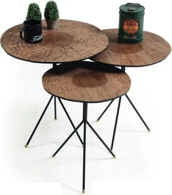Produktbild von Runde Set 3x Kaffeetisch Beistelltisch Wohnzimmer Tische Tisch