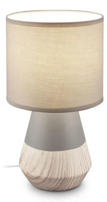 Image de Briloner Lampe de chevet pied en céramique Ø18x34 cm douille E14 max. 25W interrupteur filaire gris bois - Lampe de table salon chambre couloir