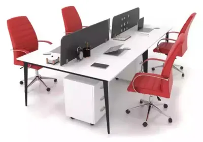 Produktbild von Großer Weißer Arbeitstisch Schreibtischensemble Büroeinrichtung Modern
