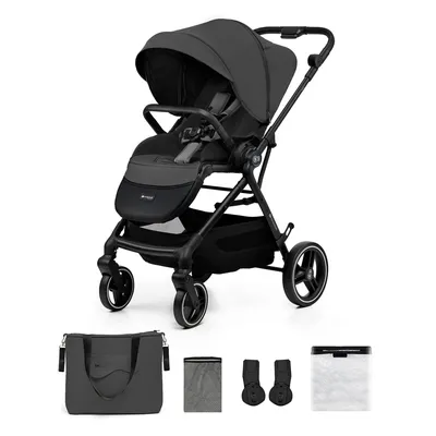 Produktbild von Kinderkraft YOXI - Kinderwagen bis 27 kg - leicht - wendig - pannensichere Räder - TRAVEL SYSTEM - verstellbare Rückenlehne - Grau