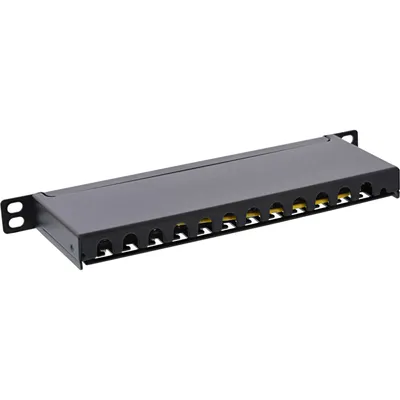 Produktbild von InLine Patchfeld Cat.6A 12-fach 10" 0,5HE schwarz, RAL9005, Cat6a, 0.5U, Schwarz, 950 mm, 270 mm, 20 mm