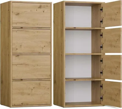 Produktbild von BDW, Kommode mit 4 Türen, ALMA, Tip-ON System, 50×119×40cm, Eiche Artisan