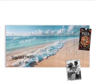 Produktbild von Magnettafel 100x50cm Pinnwand Whiteboard beschreibbar - Strand Surf Wellen