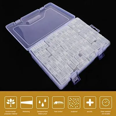 Produktbild von Ein Satz mit Fächern: Schmuck-Aufbewahrungsbox für Nagelkunstwerkzeuge und Perlen, transparente Diamant-Aufbewahrungsbox für Pailletten und kleine Gegenstände, leicht und kompakt