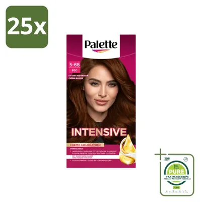 Imagen del producto de 25 tintes para el cabello Poly Palette, color castaño medio 650, envase de 115 ml, pack grande de 25 unidades