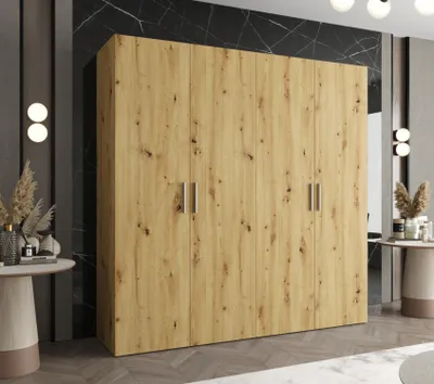 Obrázok produktu pre Priestranná šatníková skriňa HELMA 1 200 cm - dub artisan / strieborné úchyty