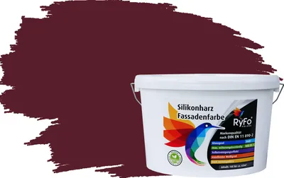 Produktbild von RyFo Colors Silikonharz Fassadenfarbe Lotuseffekt Trend Weinrot 10l  - bunte Fassadenfarbe, weitere Rot Farbtöne und Größen erhältlich, Deckkraft Klasse 1