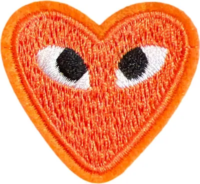Produktbild von Orangefarbenes Herz mit Augen zum Aufbügeln, Emblem-Aufnäher