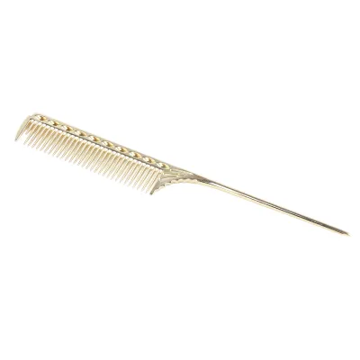 Produktbild von Salon-Haarkamm mit Rattenschwanz, Herren- und Damen-Stylingkamm, professioneller Friseurkamm aus Aluminium, Gold