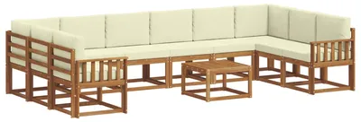 Produktbild von vidaXL Outdoor-Sofagarnitur mit Kissen 11 pcs Natur und Creme