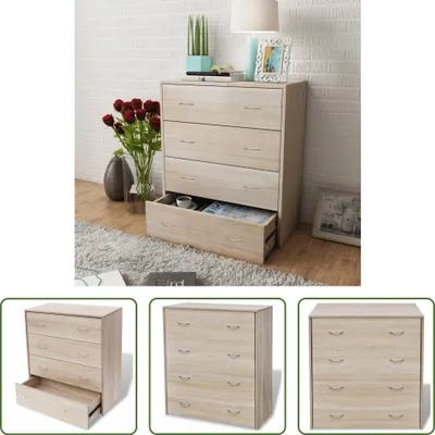 Image de The Living Store Commode avec 4 tiroirs 60×30,5×71 cm Chêne brun