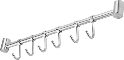 Image de Intirilife inox cuisine barre de suspension avec 6 crochets - cuisine barre de suspension barre de cuisine support mural