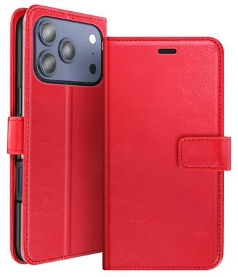 Image de Mayaxess, étui pour iPhone 17 Pro Portefeuille avec dragonne & support, rouge