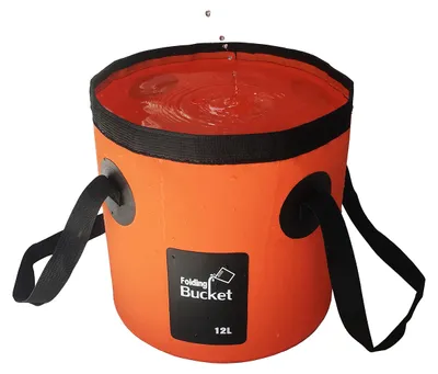 Imagen del producto de Cubo plegable, 12 litros, color naranja, multifuncional, ideal para camping y jardinería