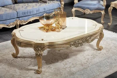 Zdjęcie produktu dla Casa Padrino stolik w stylu barokowym biały / antyczne złoto 143 x 94 x h. 44 cm - Wspaniały stolik w stylu barokowym do salonu