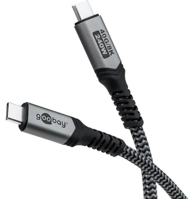Zdjęcie produktu dla Goobay 74213, 1,8 m, USB C, USB C, 40 Gbit/s, Czarny, Szary
