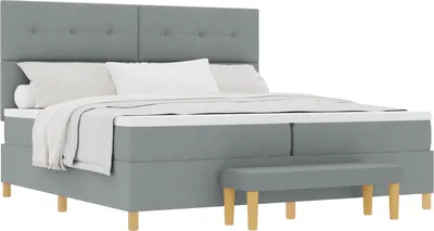 Productafbeelding van vidaXL Boxspringbed met matras, lichtgrijs, 200 x 200 cm, gestoffeerd