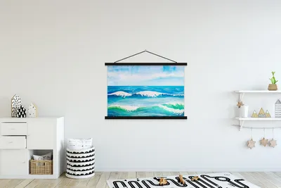 Produktbild von MuchoWow® Textilposter Aquarell - Golf - Meer 150x100 cm mit schwarzem Rahmen - Schlafzimmer