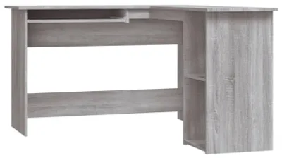 Image de Bureau d'angle en forme de L, gris Sonoma - 120x140x75 cm - Matériau : bois