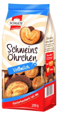 Obrázek produktu pro Schulte, sušenky s plnotučnou mléčnou čokoládou, listové pečivo, 200 g