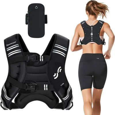 Image de Gilet lesté - Gilet rempli - Entraînement de force - Ajustement réglable - 54 kg - Noir
