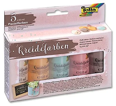 Produktbild von Folia 5x Kreidefarbe auf Wasserbasis Pastelfarben ultra matte kreidige Optik