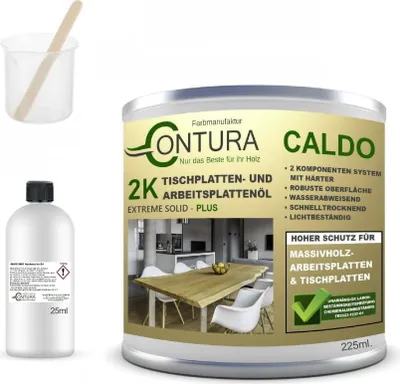 Produktbild von 250ml - Contura Hartwachsöl 2K Arbeitsplattenöl Härter Holzöl Tische Theken Öl kratzfest Hartöl - Weiß pigmentiert