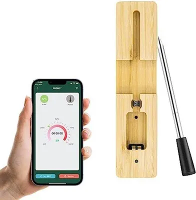 Produktbild von Fleischthermometer Bluetooth - Drahtloses Fleischthermometer - Fleischthermometer für den Ofen - Fleischthermometer mit App
