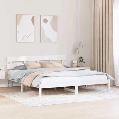 Image de Maison Exclusive - Cadre de lit avec tête de lit blanc 180 x 200 cm en pin massif