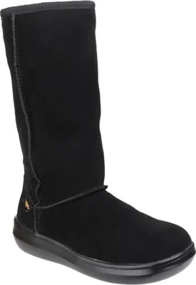 A black boot is shown against a white background.