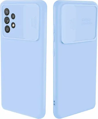 Produktbild von 360 Grad Schutz CamShield Silikon Cover Case Slim Handyhülle Schutzhülle mit Kameraschutz Kameraabdeckung für Samsung Galaxy A52s 5G (A528B) Hellblau