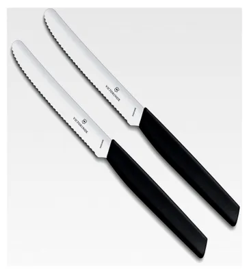 Produktbild von 2 Stück Tafelmesser - Tomatenmesser Swiss Modern mit Wellenschliff - Schwarz