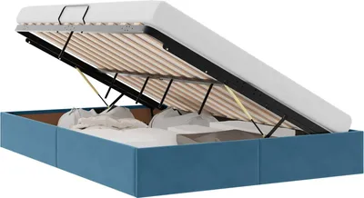 Produktbild von Ottoman Bettgestell mit Speicher Dunkelblau 140 x 200 cm Samt
