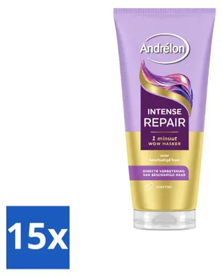 Productafbeelding van 15 x Andrélon Intense Repair WOW haarmasker - 180 ml - Voordeelverpakking - 15 stuks