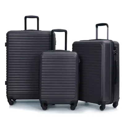 Productafbeelding van AIORBER Koffer set, handbagage, ABS-materiaal, TSA-douane slot, verstelbare trekstang in drie standen, 4 wielen, stille 360-graden wielen, zwart