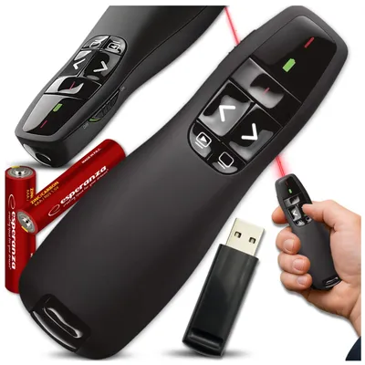 Produktbild von LASERPOINTER FÜR PRÄSENTATIONEN PRESENTER REICHWEITE 35 m USB LASER + 2 BATTERIEN