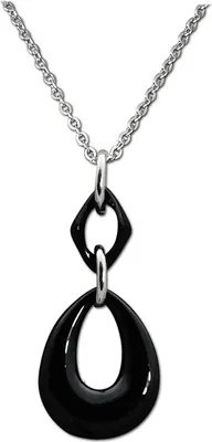 Immagine prodotto di Amello collana 50cm acciaio inox ceramica gocce gioielli argento nero ESKX11S