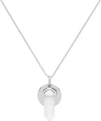 Image de Pendentif et chaîne Femme Plaqué Rhodium Argent fin 925 avec Quartz - 43cm*13mm; TRS23532