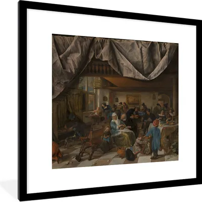 Produktbild von MuchoWow® Gerahmtes Poster Das Leben des Menschen - Jan Steen 40x40 cm - Poster mit Schwarzem Bilderrahmen Wandposter Rahmen Foto Bilder - Poster - Plakat im Rahmen