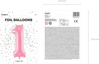 Image de Ballon de baudruche "1" en rose - Accent de fête d'une hauteur de 86 cm ! Parfait pour les anniversaires et les célébrations ! Rendez votre événement encore plus spécial !