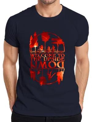 Immagine prodotto di Maglietta da uomo Welcome To The Upside Down Sci Fi 80s Retro Horror Stranger, Navy, S