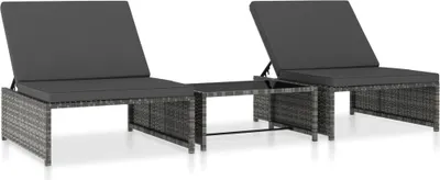 Image de Chaises inclinables de jardin lot de 2 et table résine tressée