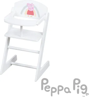 Produktbild von roba Puppenhochstuhl Peppa Pig - Stuhl für Babypuppen - Holz weiß lackiert - Motiv der Zeichentrick Serie - Puppenmöbel für Kinder ab 3 Jahren