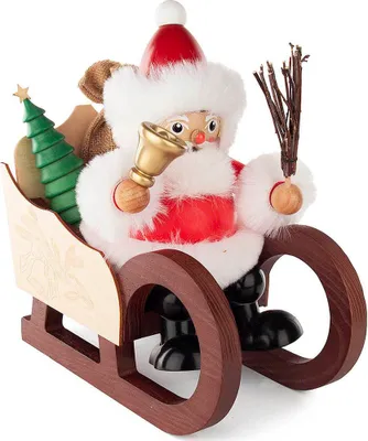 Produktbild von Weihnachtsmann auf Schlitten (27cm) Räuchermann von Dregeno Seiffen