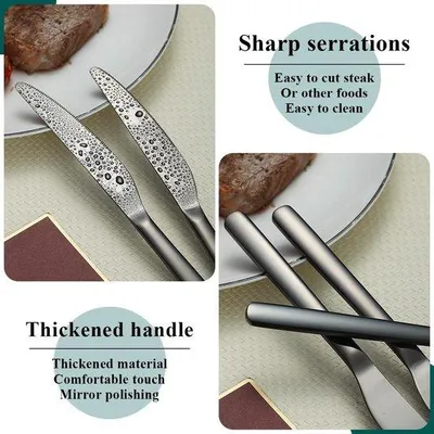 Produktbild von Famanu Steakmesser-Set 12-teilig aus Edelstahl - Schwarz, Titanbeschichtung