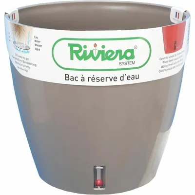 Image de Pot de fleurs autarcique Riviera Avec réserve d'eau Polypropylène taupe Circulaire Ø 36 x 33 cm