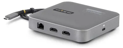 Produktbild von StarTech.com USB C Docking Station, Dual 4K 60Hz HDMI kompatibel mit Macbook Pro (M1/M2/M3/M4) und Windows, USB-A/USB-C 10Gbps Hub, 100W Power Delivery, GbE, SD, 56cm Kabel, Kabelgebunden, USB 3.2 Gen 2 (3.1 Gen 2) Type-C, 100 W, 10,100,1000 Mbit/s, Grau, Space Gray